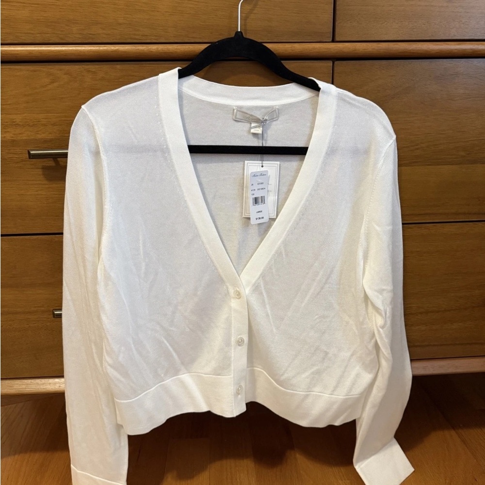 Brooks Brothers Cream V-Neck Cardigan